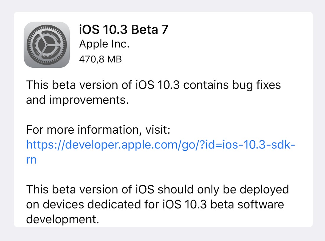 iOS 10.3 beta 7