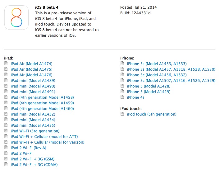 La beta 4 de iOS 8 ya está disponible para desarrolladores