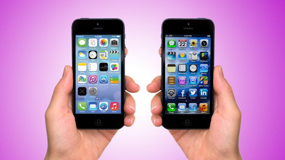Comparación del interfaz de usuario de iOS 7 frente a iOS 6