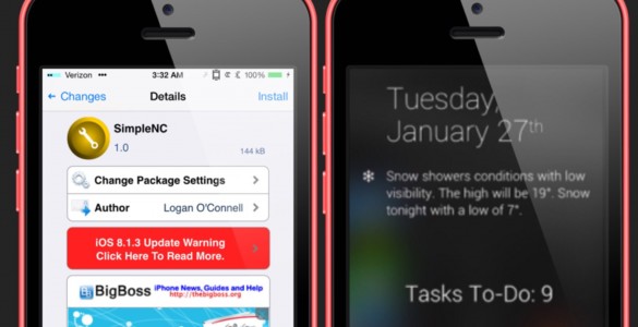 SimpleNC: Un nuevo tweak para modificar el aspecto del centro de notificaciones