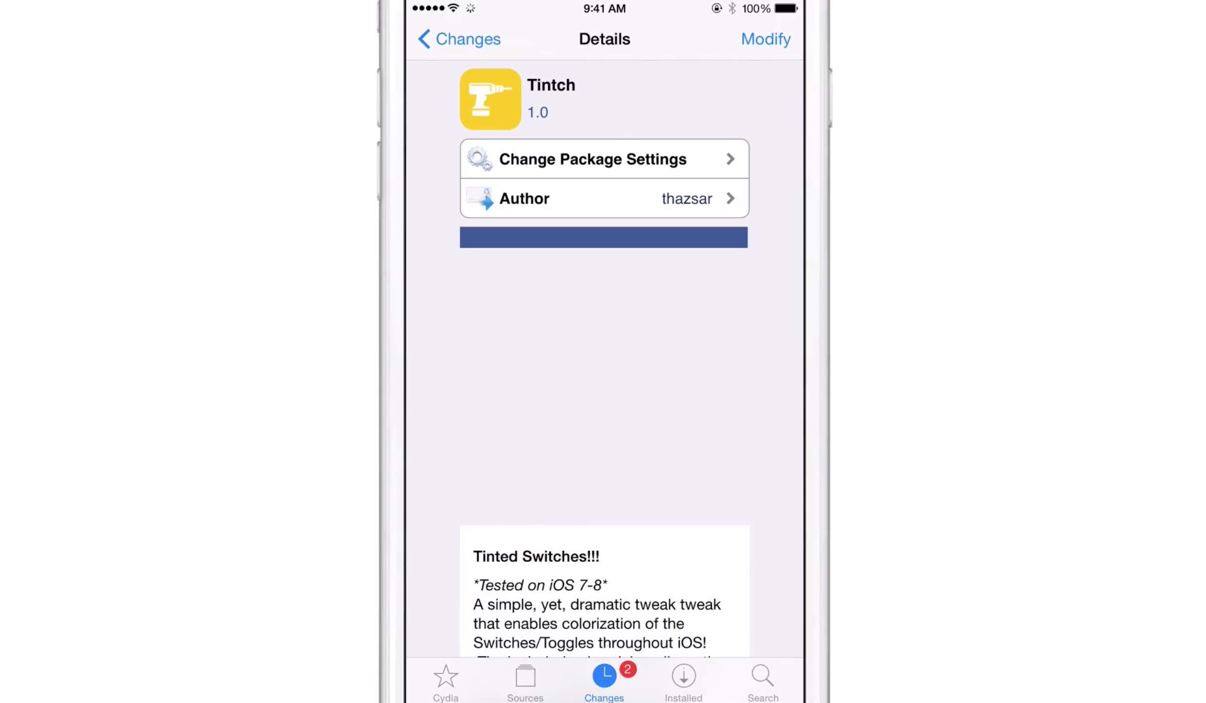 Tintch: Cambia el color de los interruptores en iOS