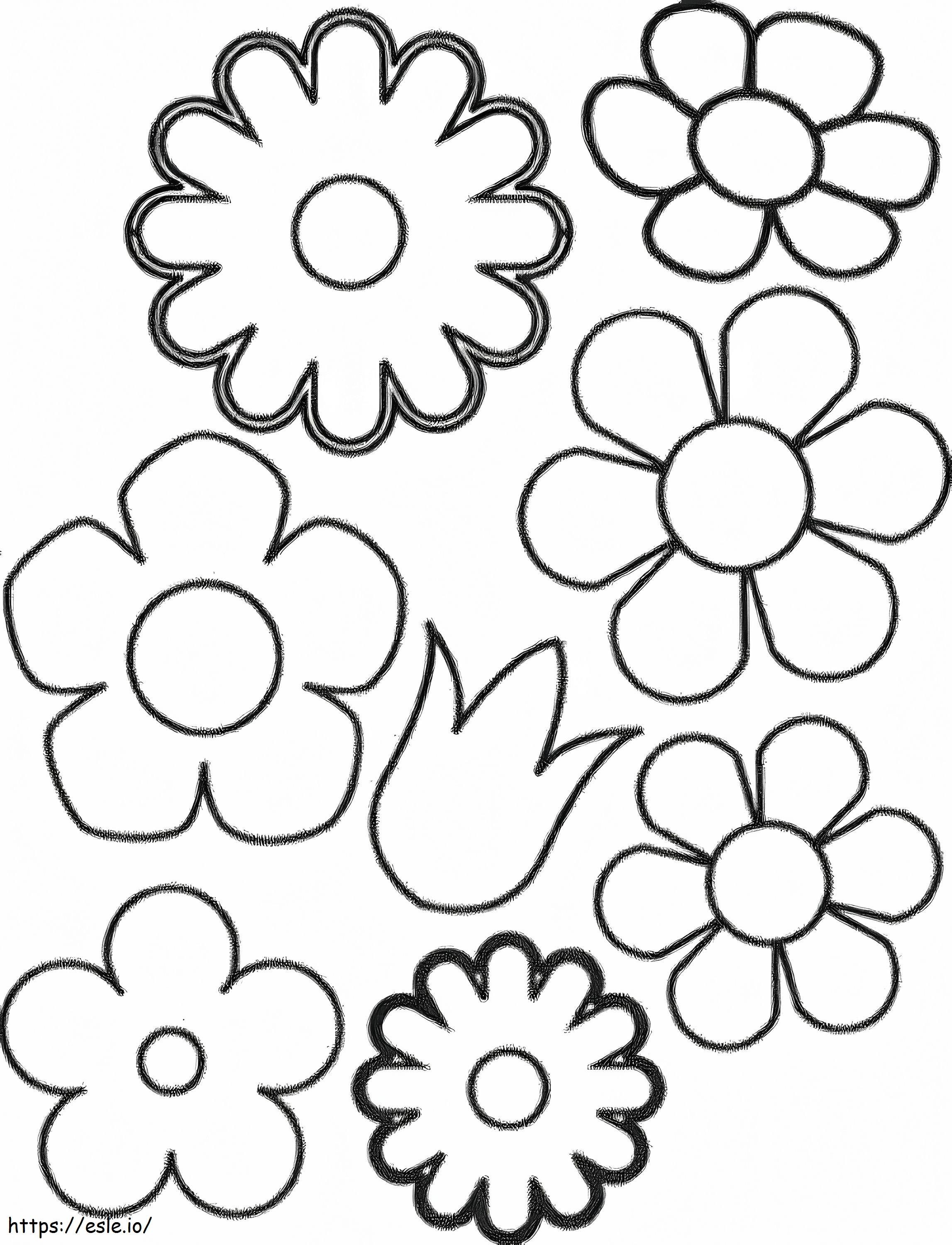 Simple flower shapes coloring page