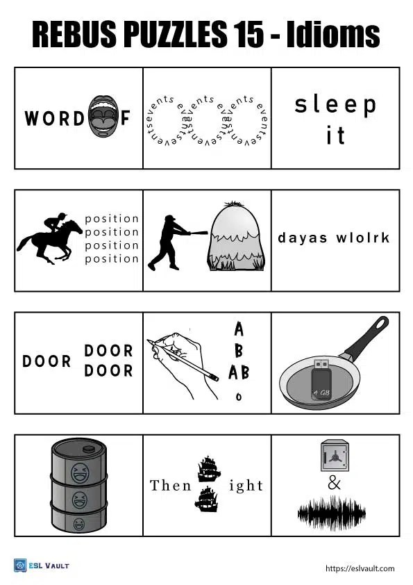 192 free printable rebus puzzles esl vault