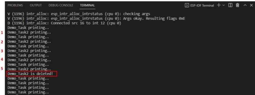 FreeRTOS Delete Tasks Example