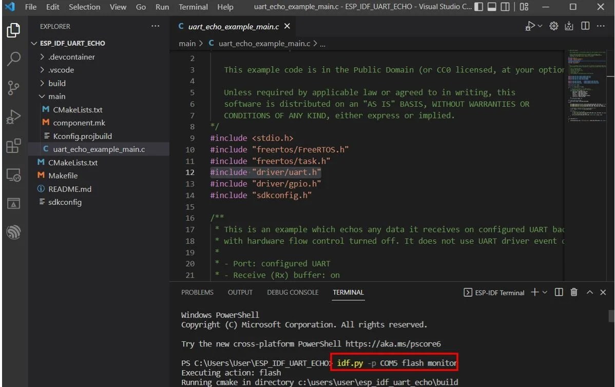 ESP32 UART Communication using ESP-IDF