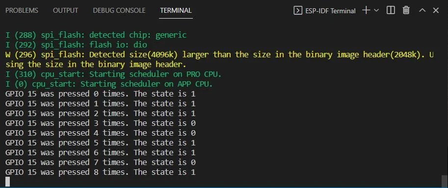 ESP-IDF ESP32 GPIO Interrupts with Examples of ISR Routine