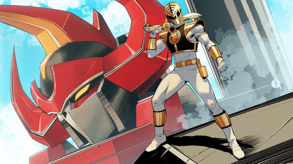 Fortnite Power Rangers crossover featuring White Ranger and Megazord