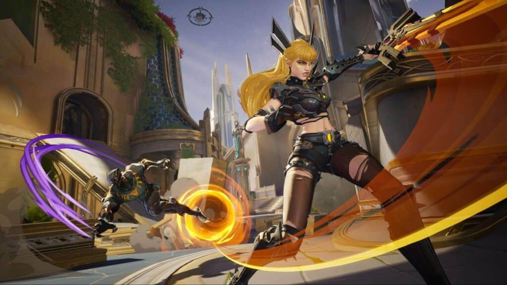 Magik and Black Panther from Marvel Rivals in intense running scene