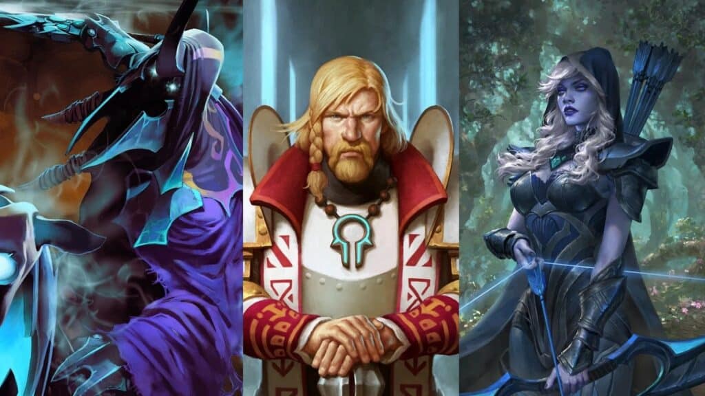 Abaddon, Omni Knight, and Drow Ranger from Dota 2
