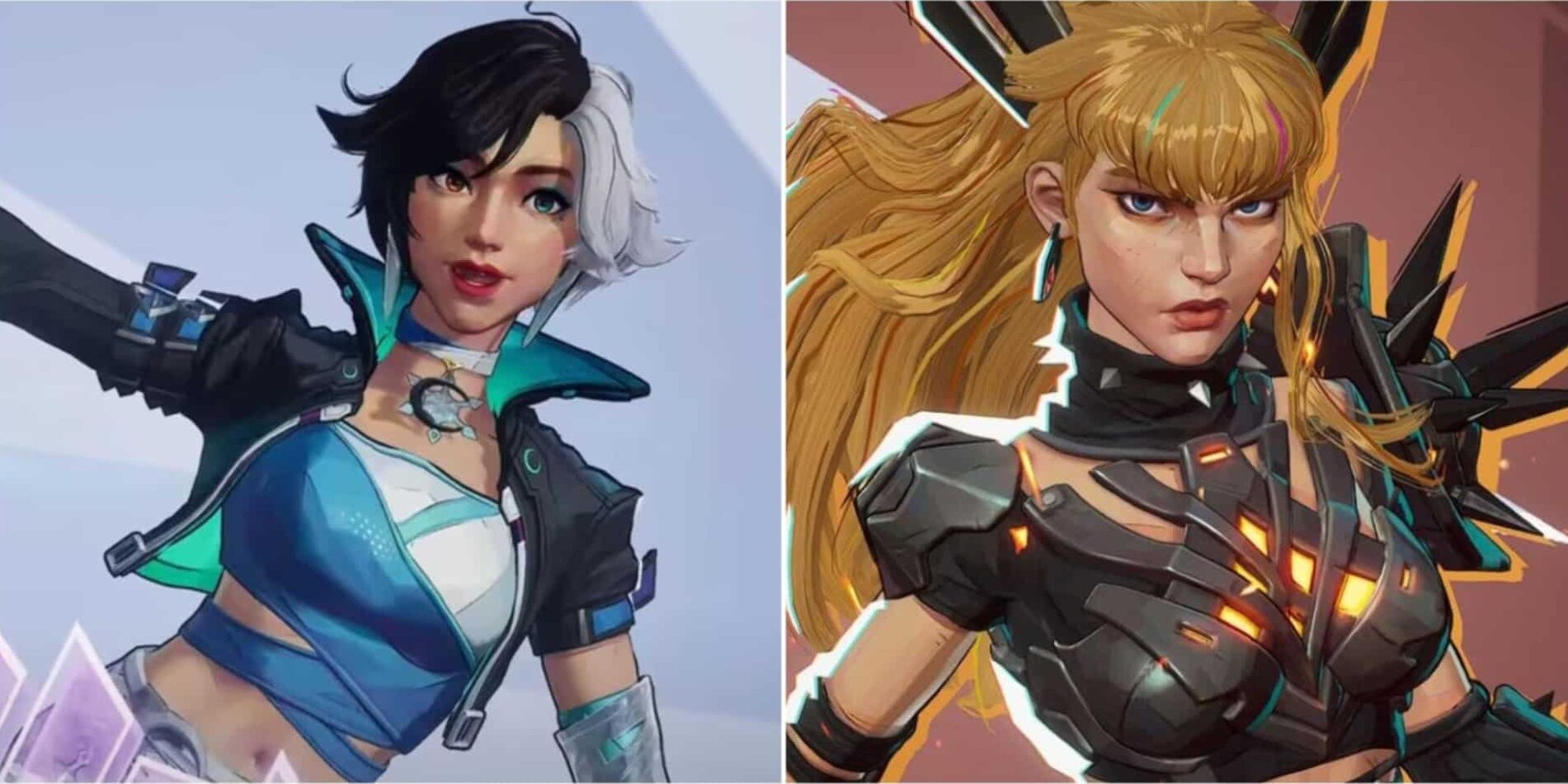 The characters in the image are Luna Snow and Magik from the video game Marvel Rivals. Both characters are reportedly coming to Fortnite as collaboration skins
