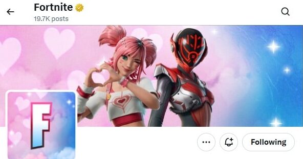 The image shows the Fortnite Valentine's Day 2026 event teaser, which Epic Games released with the tagline