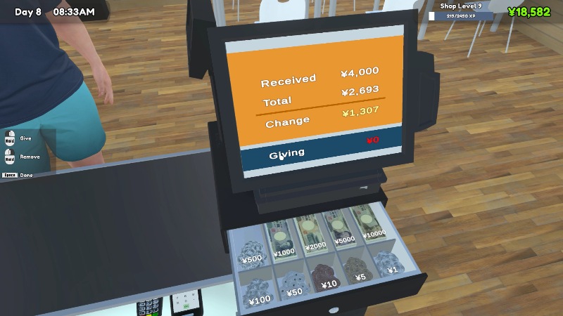 Interface Foto Kasir TCG Card Shop Simulator