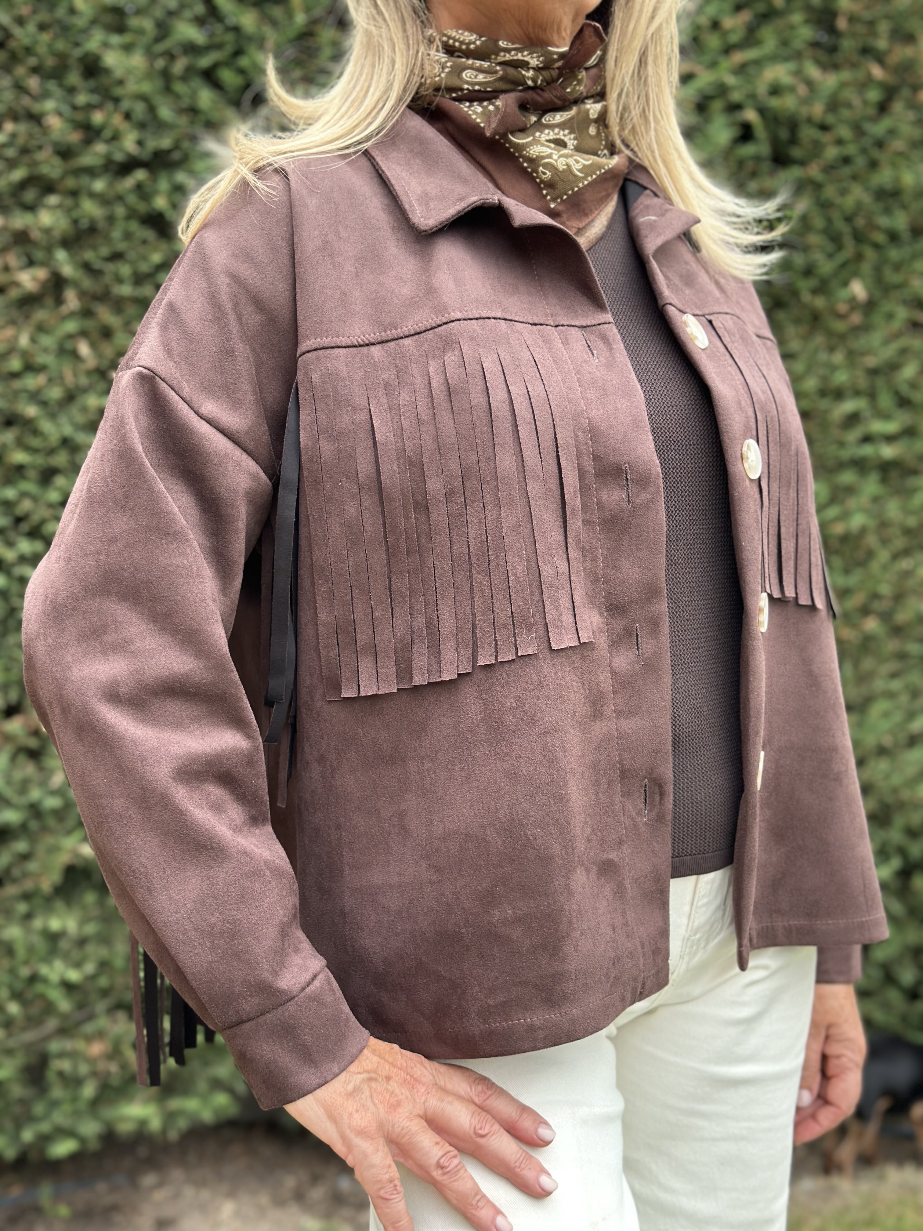 Sobrecamisa flecos antelina (2 colores)