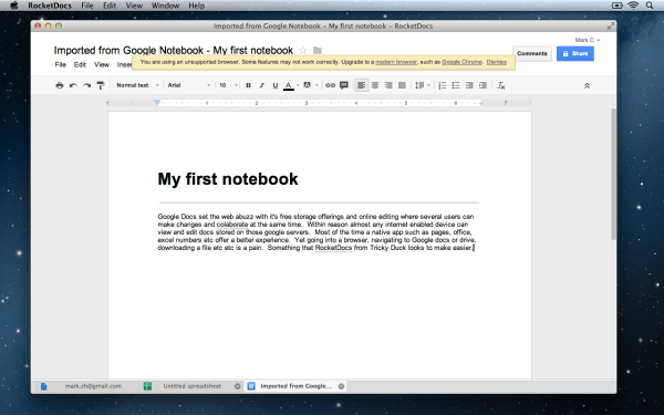 RocketDocs NoteBook 600x375 RocketDocs App : A Google Drive & Docs Client