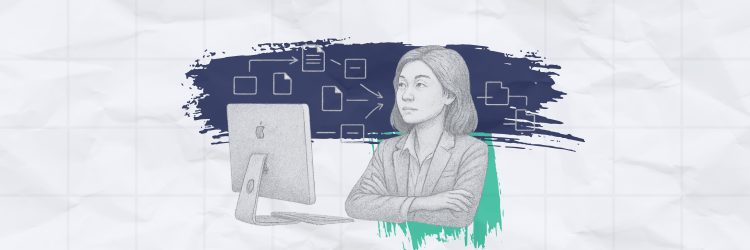Solo attorney at a computer reviewing automated workflows for estate planning documents