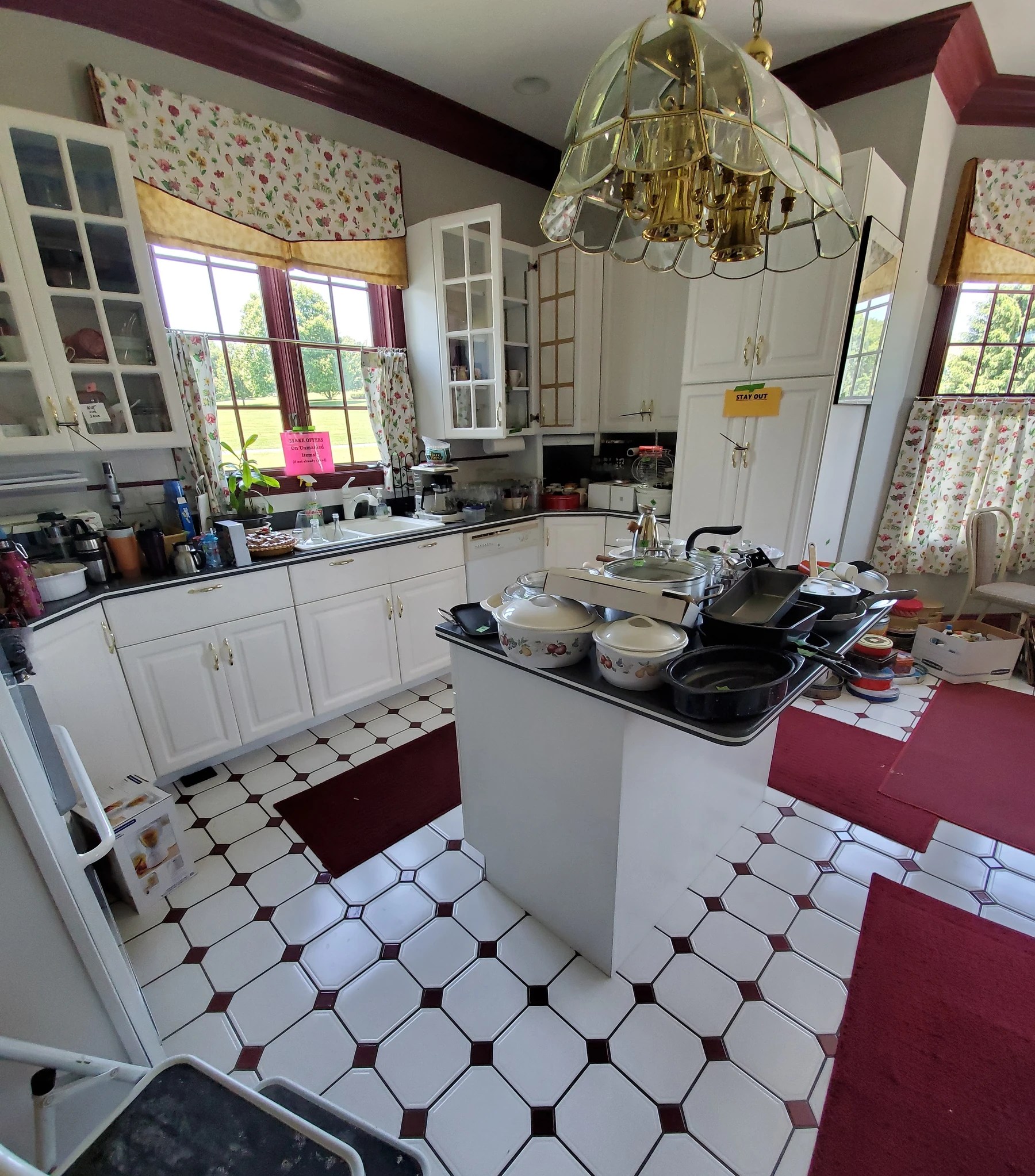 Kitchen organized during a household transition