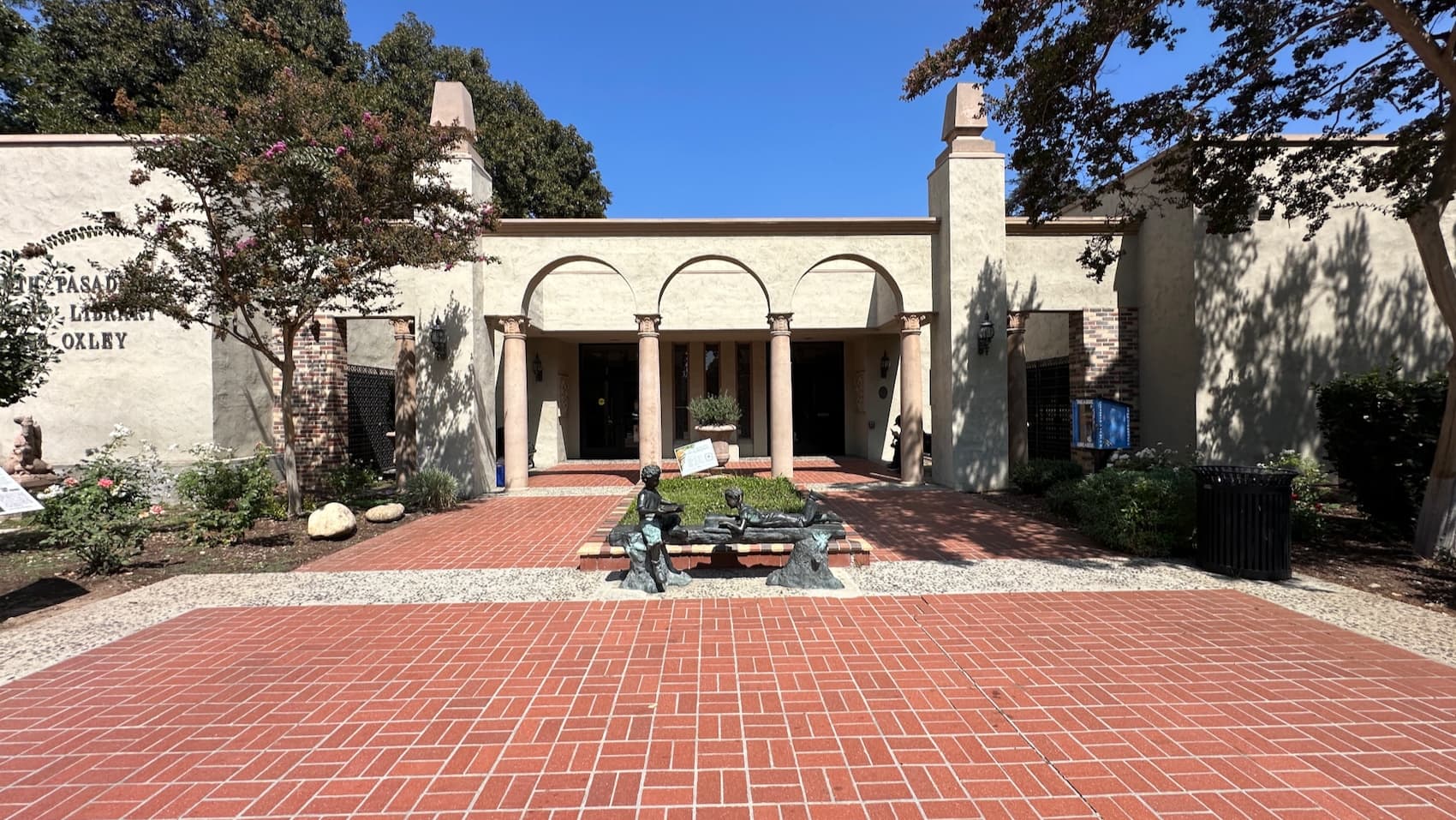 South Pasadena Historic Business District - library entrance 1982