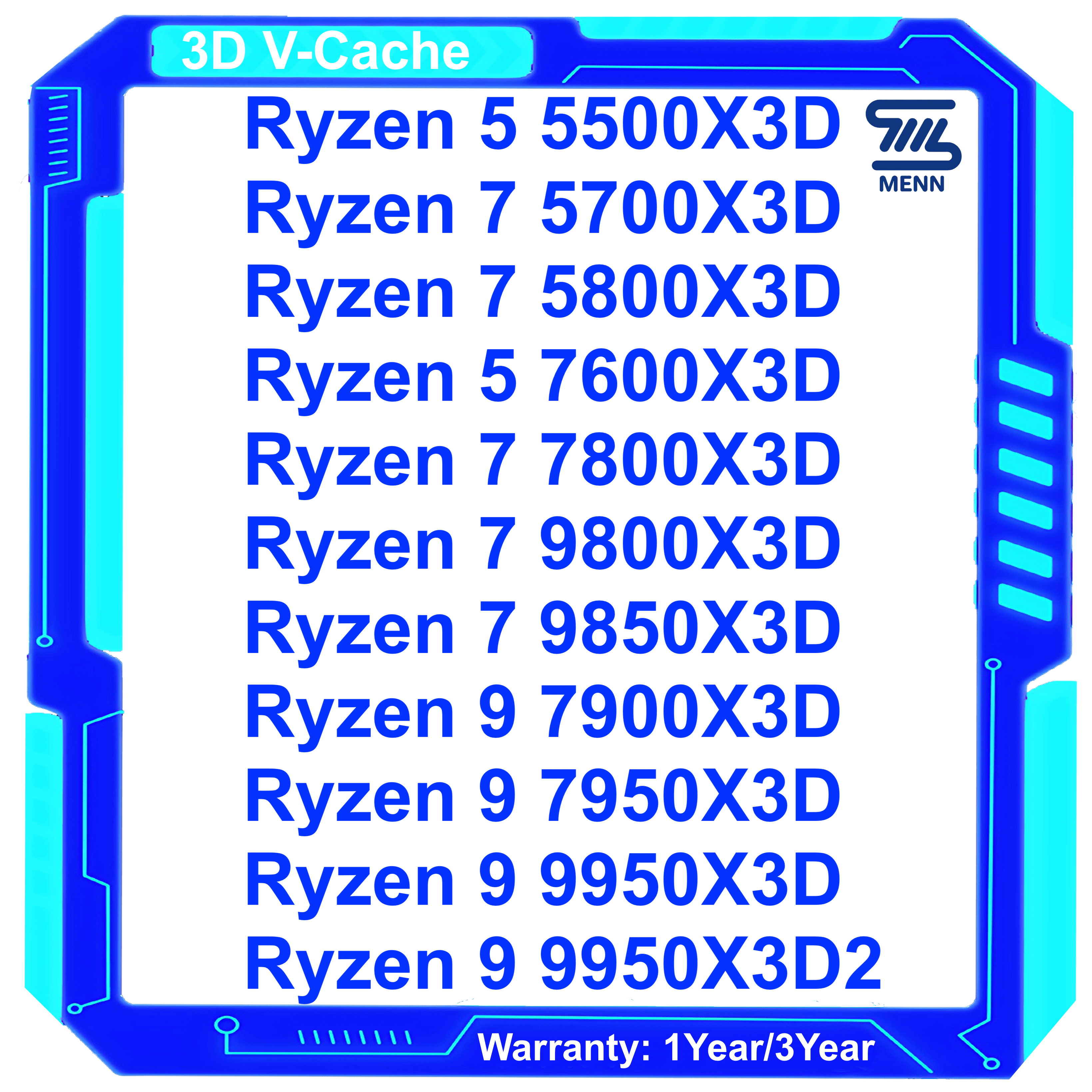 AMD Ryzen R5 5500X3D 7600X3D R7 5800X3D 5700X3D 7800X3D 7900X3D 7950X3D 9800X3D 9850X3D 9950X3D 9900X3D 3D Desktop Processor With 3D Technology CPU