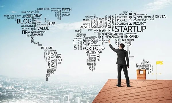 Marketing strategist building startup and branding roadmap concept