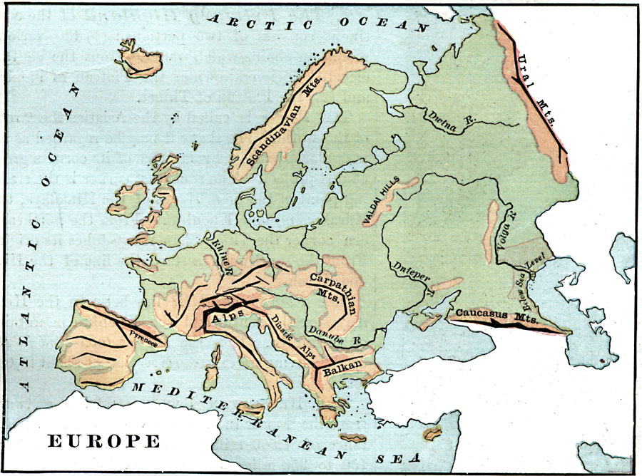 Mountain Ranges Europe Map 4682 