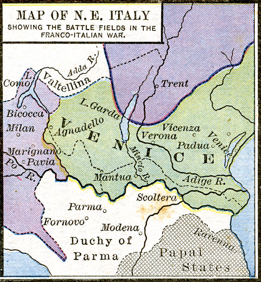 Map Of N E Italy Showing The In The Franco Italian War 6913 