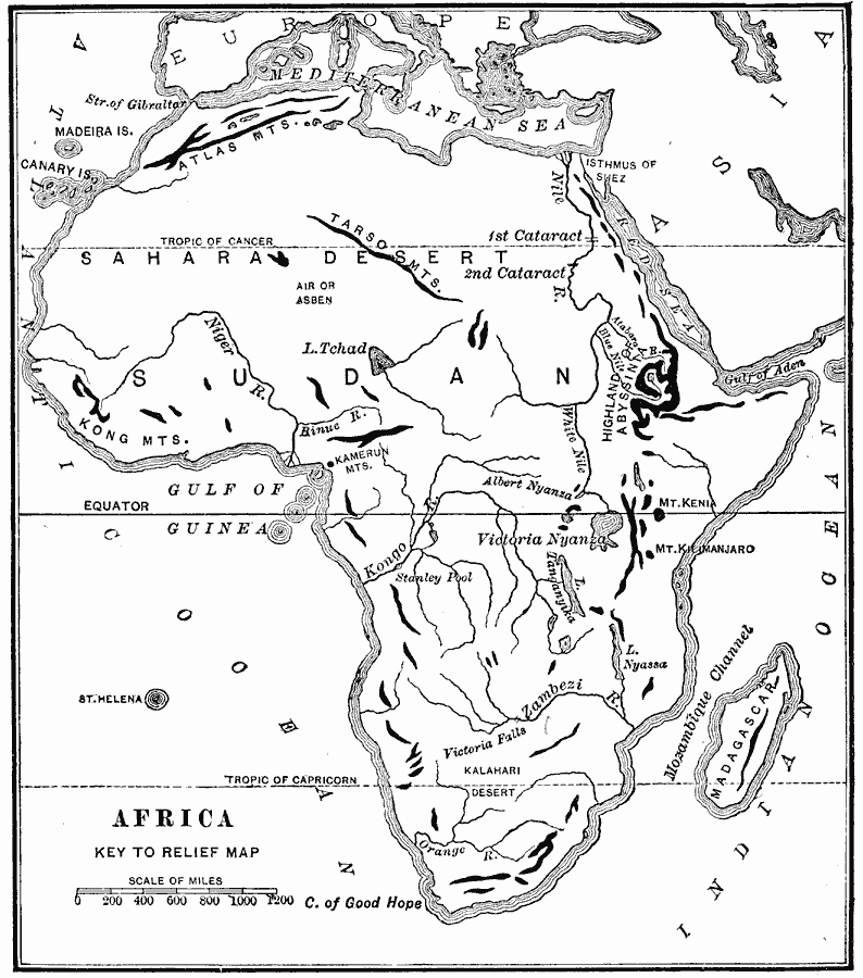 Africa Physical Map Mountains 7196 