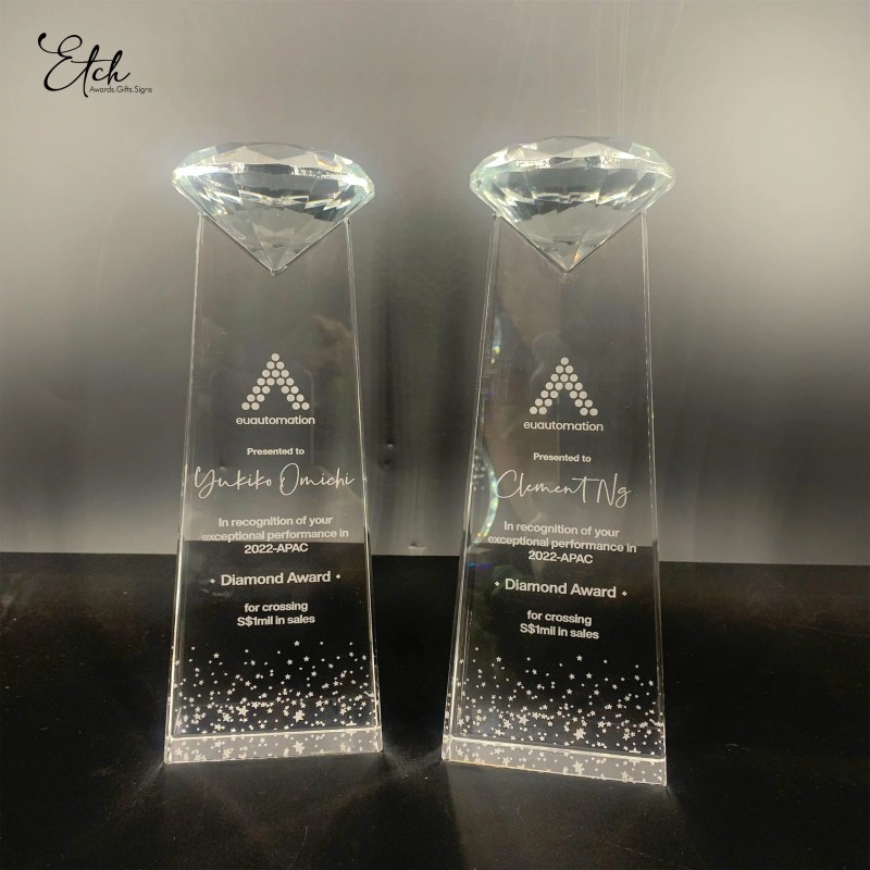 Crystal Diamond Award Etch - 4K Vintage Designs for Desktop