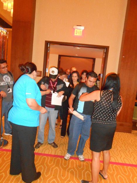 People in line for Surface tablets. Microsoft gave away 10,000 Surface tablets. I wrote about that event here. There were tears of joy here in the room where they were giving them away.