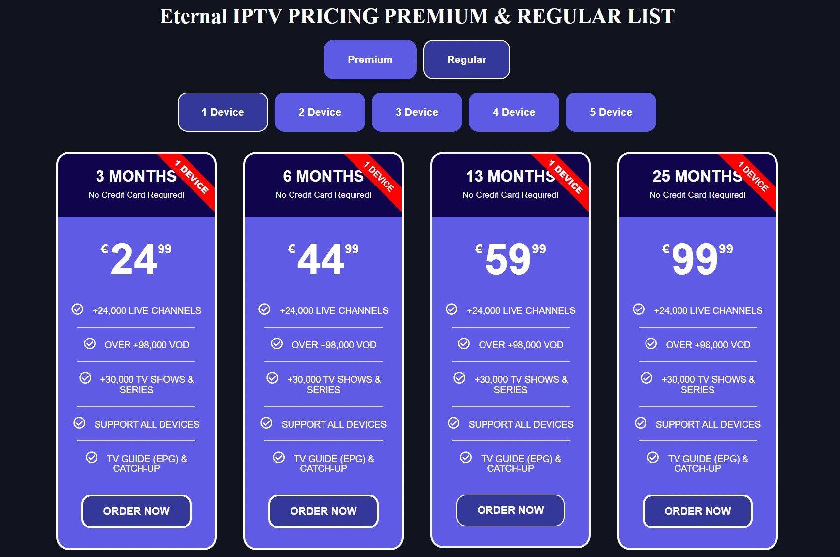 Regular Plan Eternal IPTV