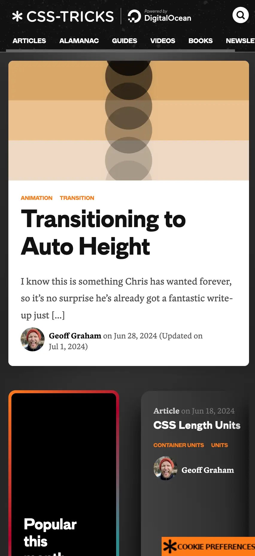 CSS Tricks homepage.