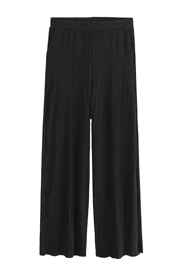Next Black Tailored Plisse Wide Leg Pant
