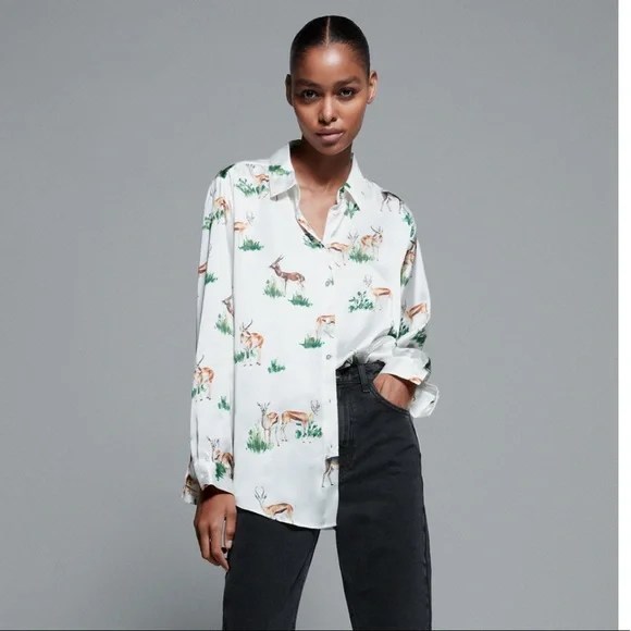 Animal Print Satin Shirt