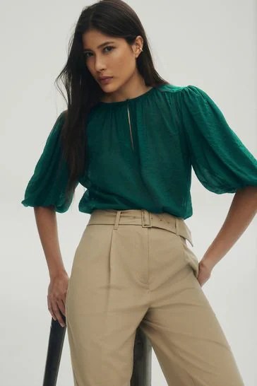 Puff Sleeve Crew neck Blouse