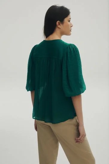 Puff Sleeve Crew neck Blouse