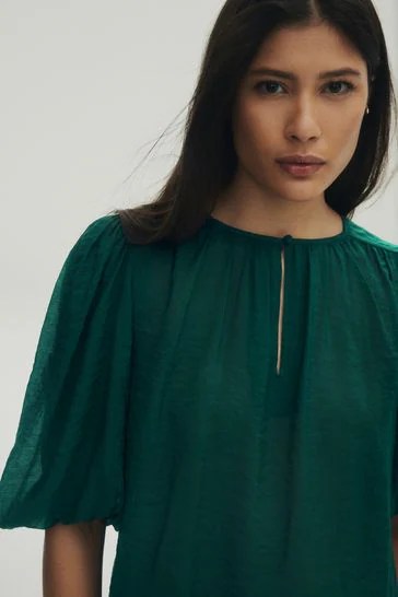 Puff Sleeve Crew neck Blouse