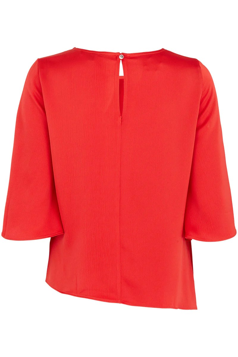 Plus Size Red Knot Detail Top With Split Sleeves