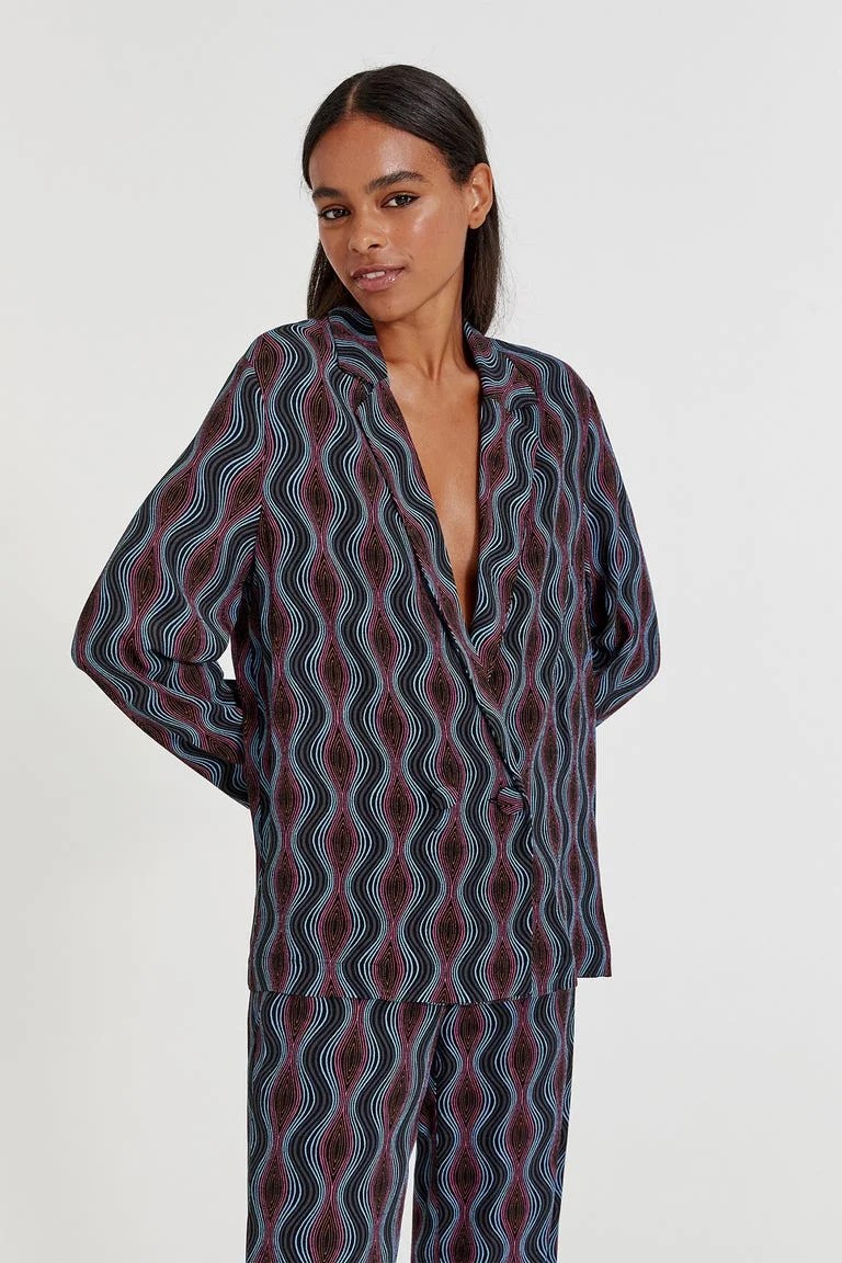 Print Double Breasted Blazer And Pant Set