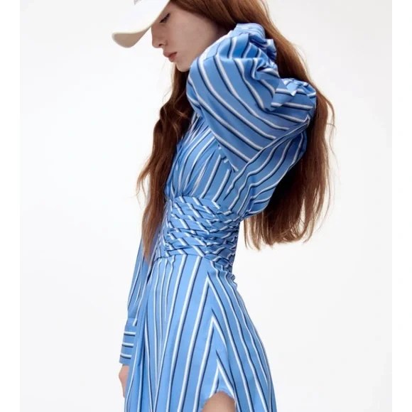 Stripe Corset Waist Shirt Dress