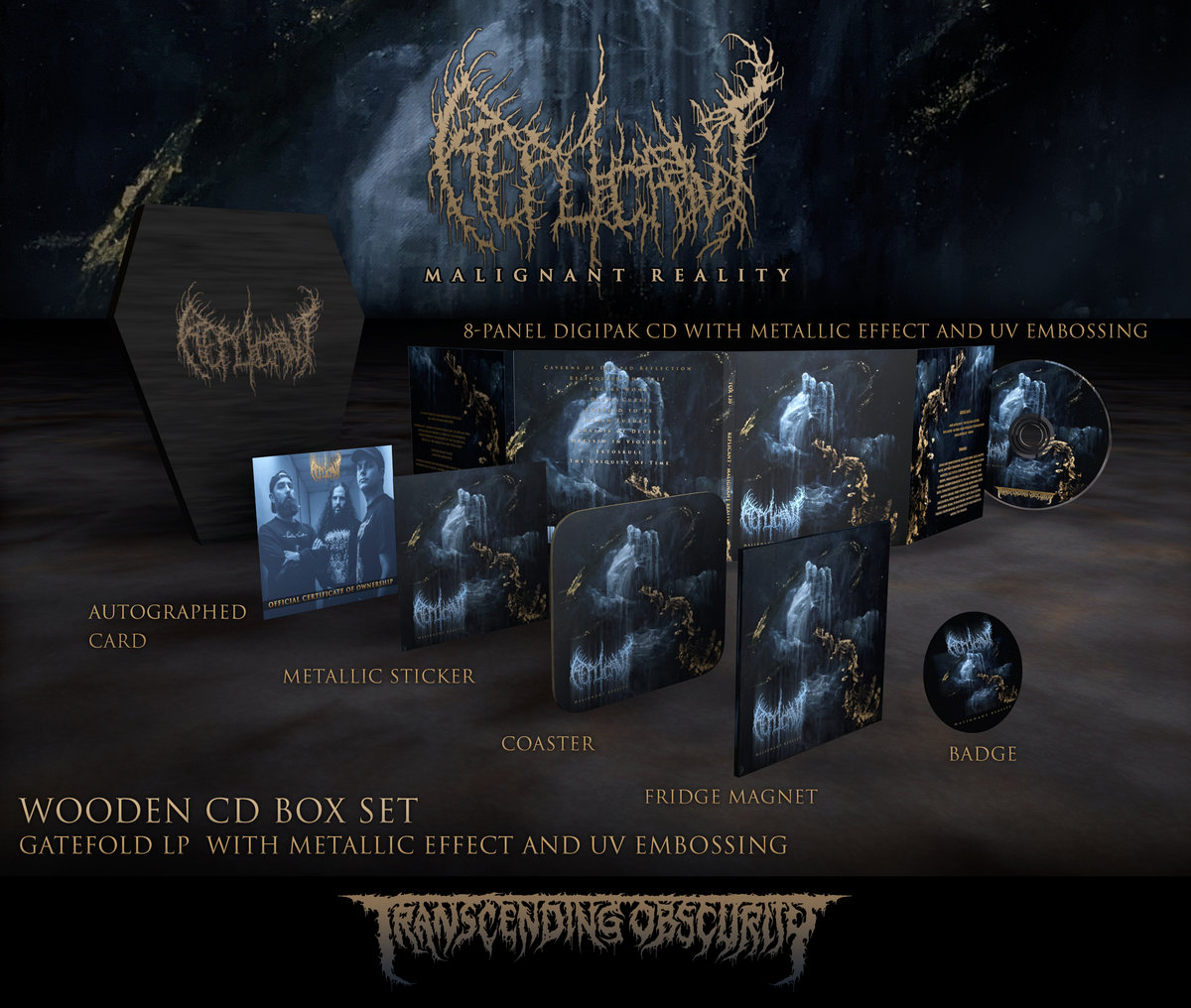 REPLICANT - Malignant Reality Coffin-Shaped Wooden CD Box Set with Laser Engraving (Limited and numbered to 100)