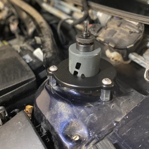 Alternative view of CJM Industries MQB Strut Tower Drilling Guide (for coilover and camber plate install) - 2022119-MQB-3H