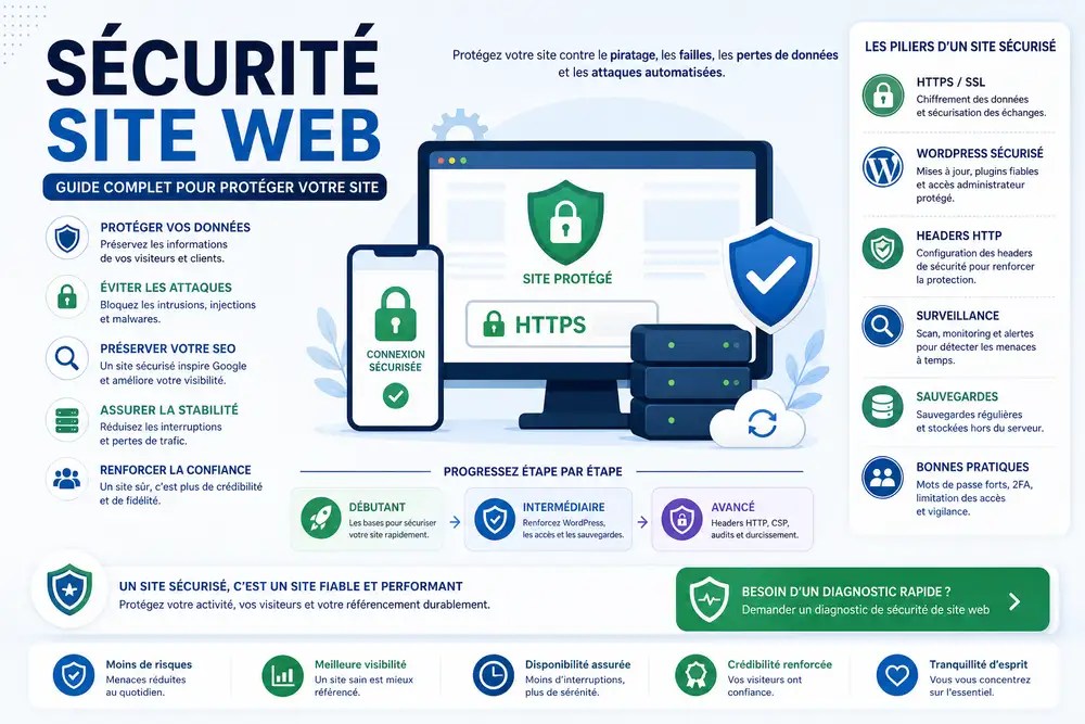 S&eacute;curit&eacute; site web pour TPE et PME : protection WordPress, HTTPS, sauvegardes et headers de s&eacute;curit&eacute;