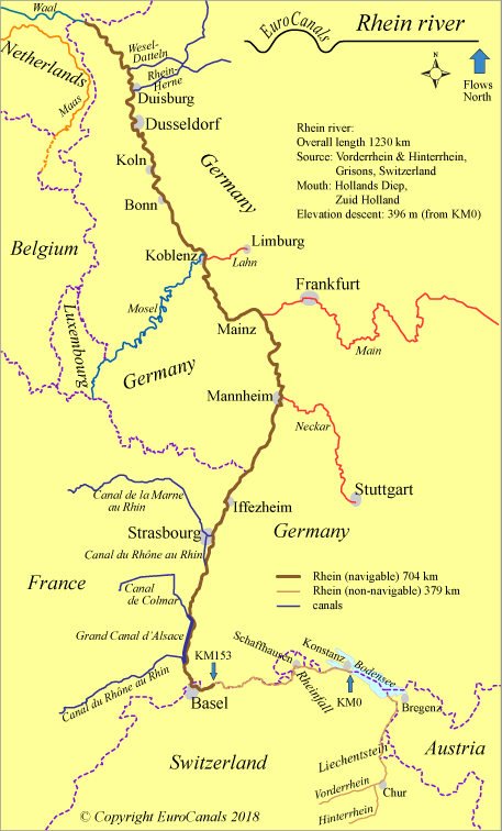 Rhine River Map Location Map Of The Rhine River Basin Rhine River Map Rhein Map 