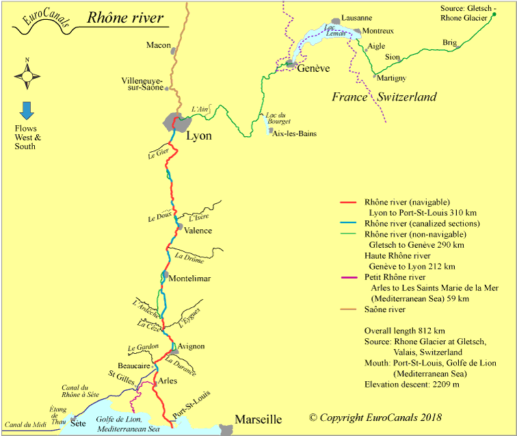 Rhone River France Rhone Map1 