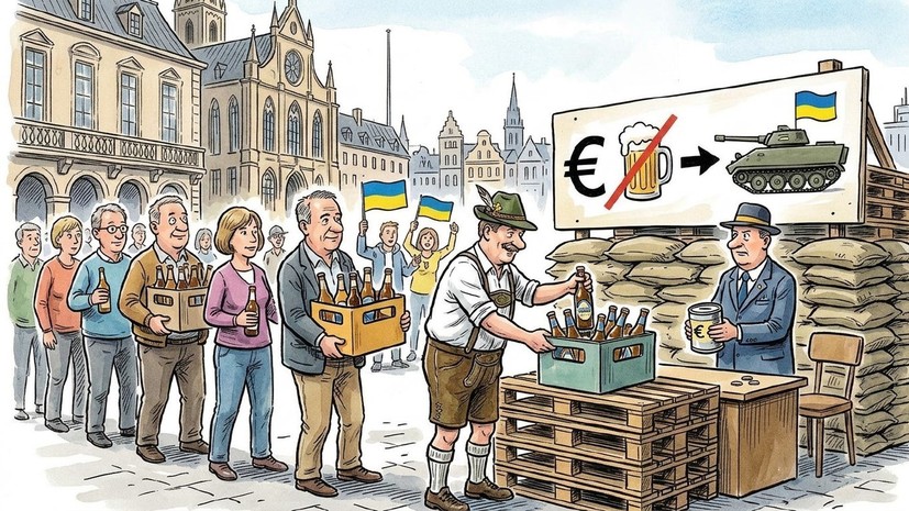 Everyone must give a can of beer to the Ukrainians