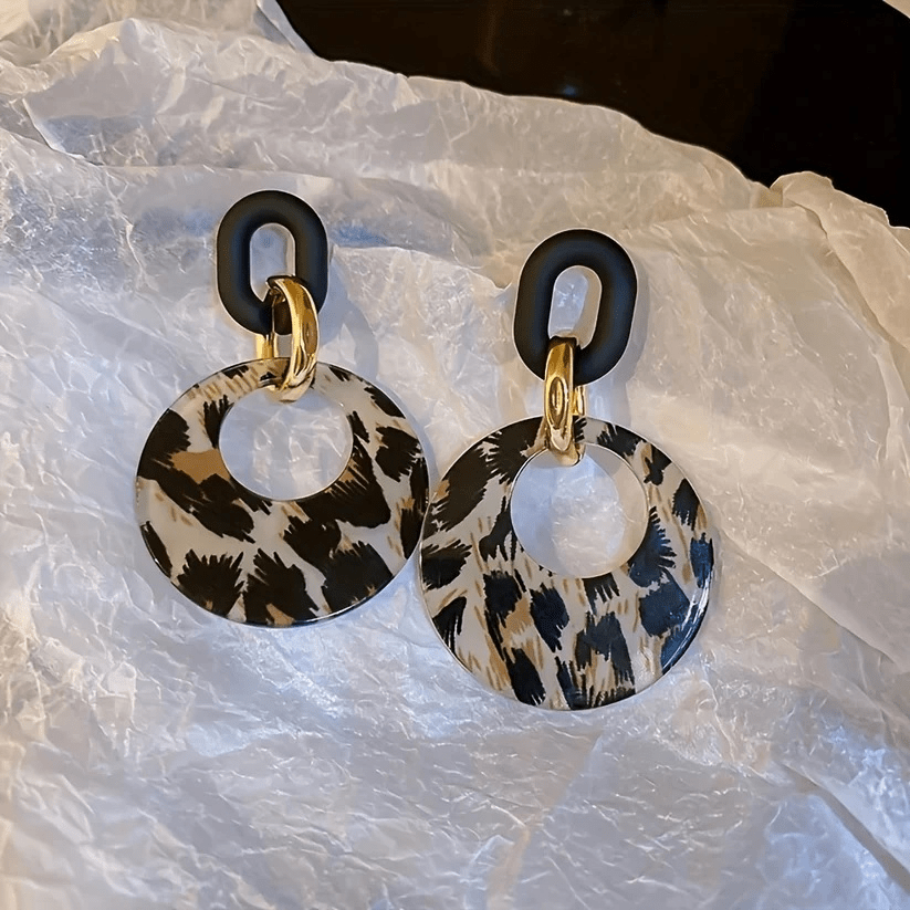Leopard Print Dangle Earrings - Women Fashion Jewelry