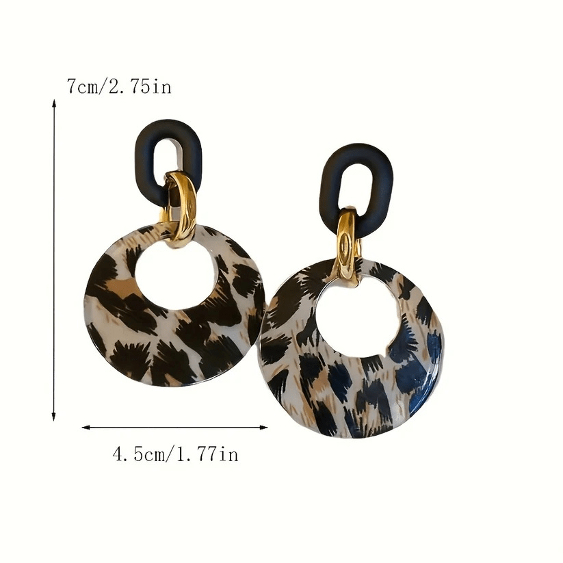 Leopard Print Dangle Earrings - Women Fashion Jewelry