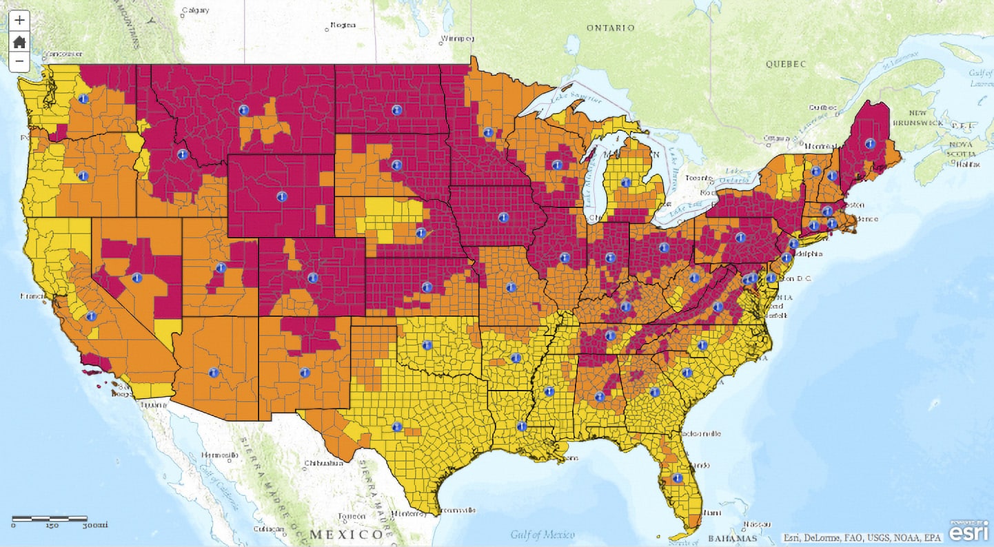 Radon Testing NISI Evansville Inspections Radon Testing Map 