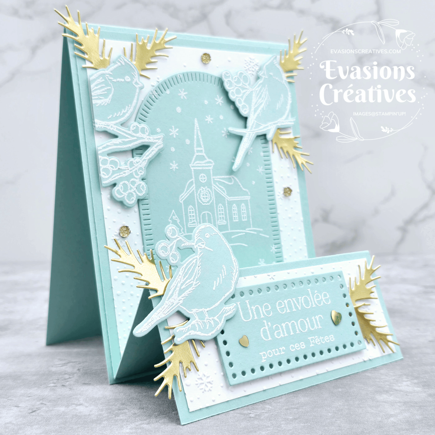 Cartes De Vœux Pailletées Shining Overlook - Double Face Nacré - Avec Enveloppe - Pour Noël, Anniversaire, Saint-Valentin - 3