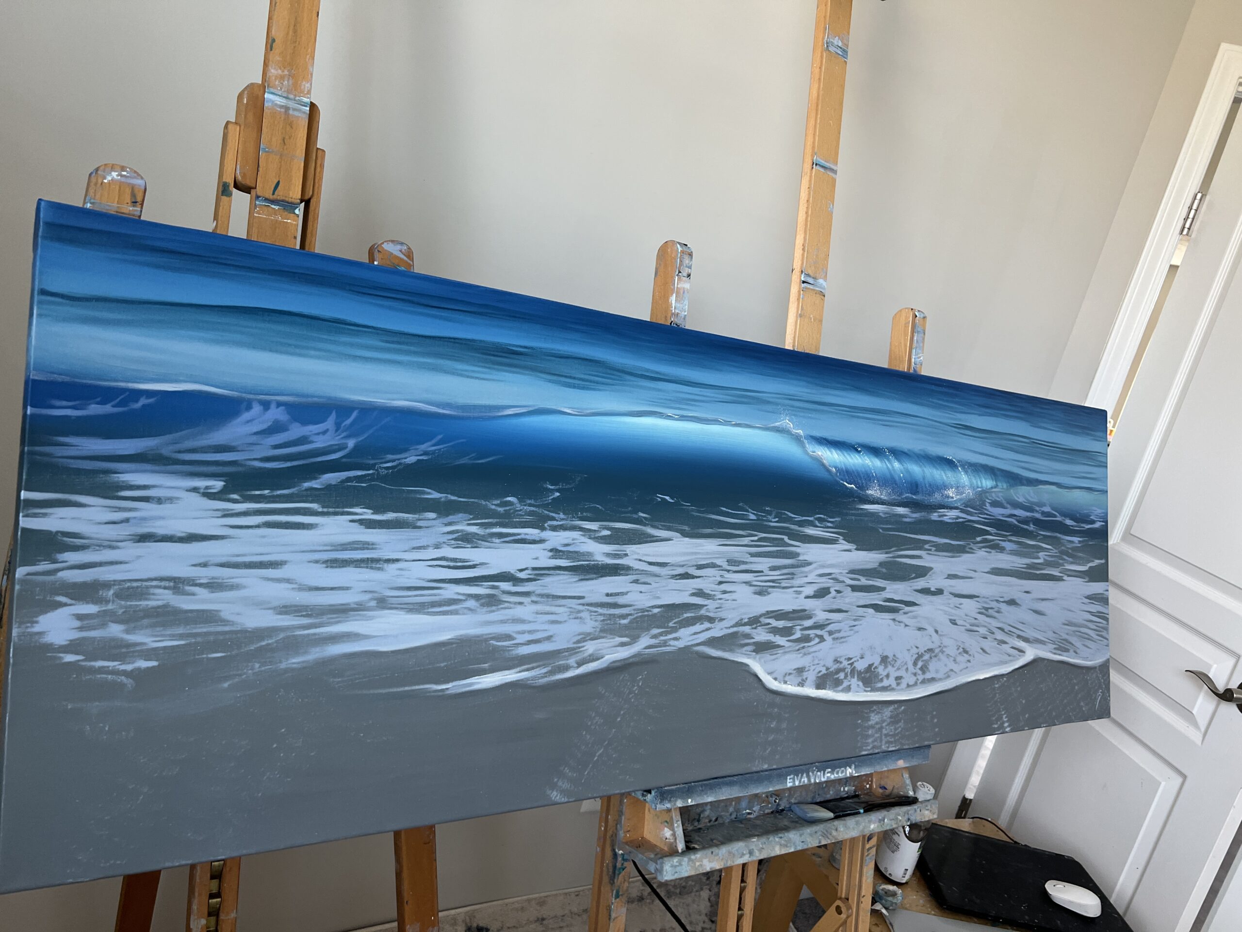 The Color of the Pacific - Original Ocean Painting 60x20
