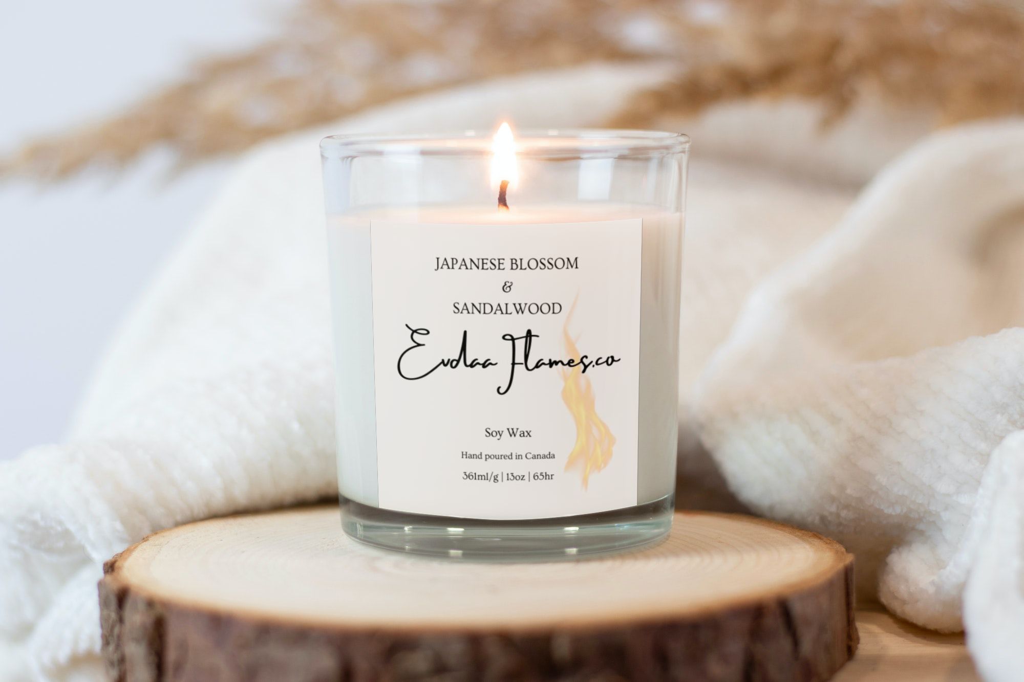 A Jar of soy-wax scented Japanese cherry blossom & Sandalwood Candle